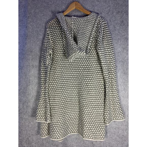 Baciano Women’s S Duster Cardigan With Hood Gray And White Crochet Bell Sleeves - Picture 12 of 14